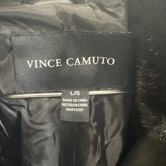 Vince Camuto Black Leather Trench Jacket with Belt - Picture 3 of 3